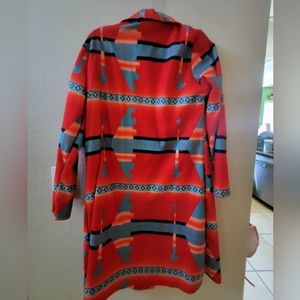 Camisa | Red Geometric Pocket Button-Up Duster